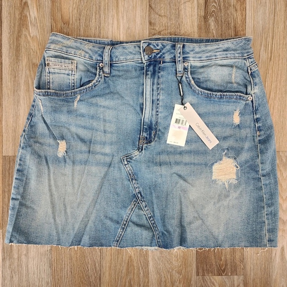Calvin Klein jeans distressed denim skirt